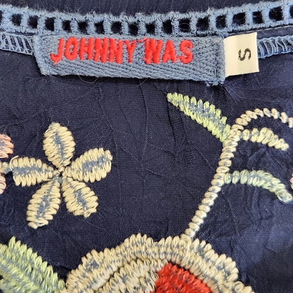 Johnny Was Playa ‎ Embroidered Navy Tunic  Top - Picture 11 of 12